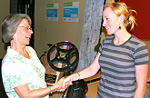 Linda accepting award from Twin Rivers Media Festival 2008